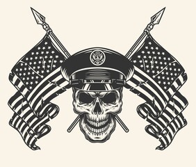 USA officer skull monochrome element