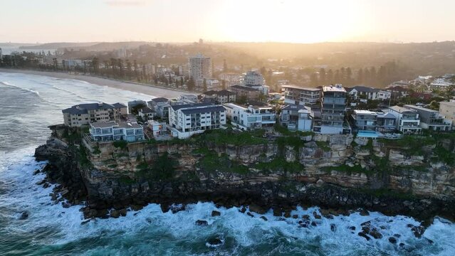 Drone flying above Manly Beach, Sydney Australia