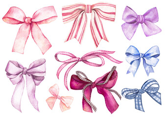 watercolor bows clipart set