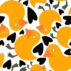Animals seamless yellow ducks pattern for fabrics and textiles and packaging and gifts and cards and linens and kids