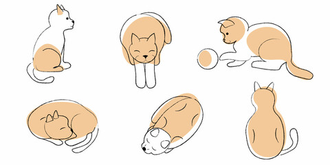 set of cartoon cats