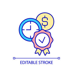 Measuring quality and income RGB color icon. Improving cost efficiencies. Earnings management. Isolated vector illustration. Simple filled line drawing. Editable stroke. Arial font used