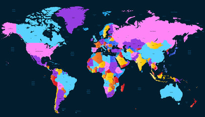 World map. Color vector modern.	