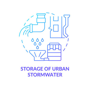 Storage of urban stormwater blue gradient concept icon. Conserving urban biodiversity abstract idea thin line illustration. Drainage system. Isolated outline drawing. Myriad Pro-Bold font used