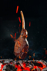 Torreo beef steak is fried on the fire.