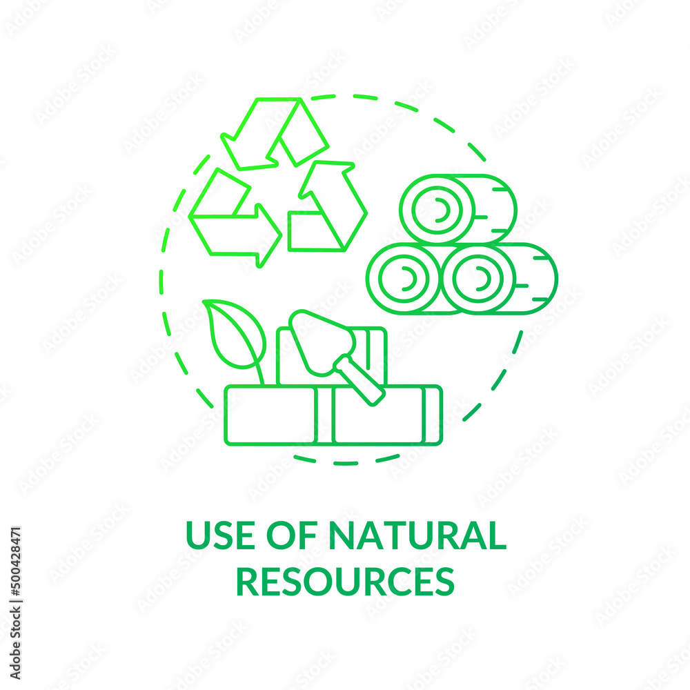 Poster use of natural resources green gradient concept icon. eco-friendly architecture keystone abstract id