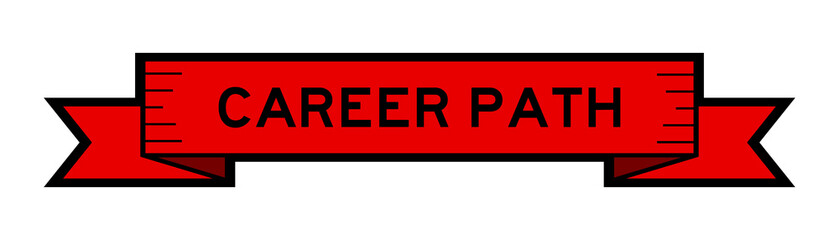 Ribbon label banner with word career path in red color on white background