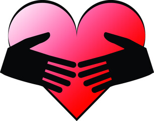 Hands-on the heart, abstract isolated vector
