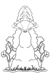 Greek mythology Gods, Gaia,illustration ,white background,line drawing.