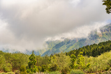 Gebirge mit Wolken