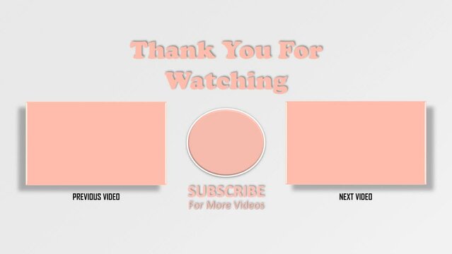Animated End Screen Channel Simple with Gray Background, Pink Icon and Cute Theme. Suitable to Put on End of Education and Funny Vlog