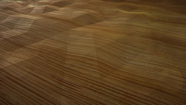 Animazione 3D di un piano a rilievo triangoli colore legno