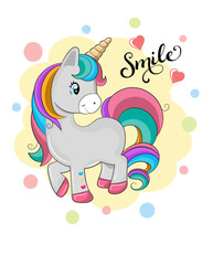 Naklejka premium Cute Cartoon Unicorn