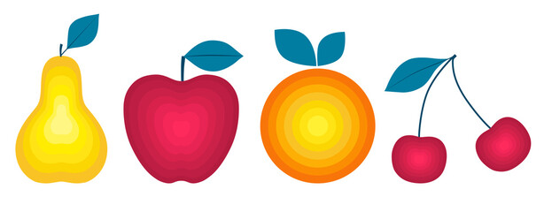 Set of organic fruits, vegetables and berries.