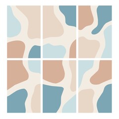 Set of modern abstract shapes aesthetic backgrounds. Minimalist abstract aesthetic background design in pastel colors suitable for banners, posters, flyers, posts or social media campaigns, etc.