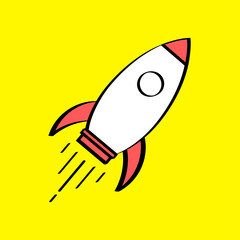 Rocket Hand Drawn in flat style