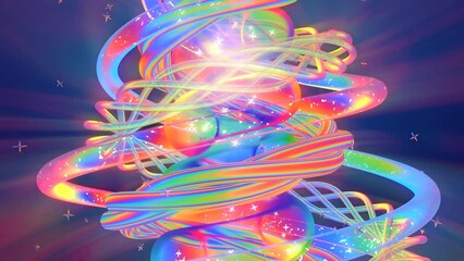 looped 3d animation multicolored astral energy of the source of life spirally rotates - Powered by Adobe