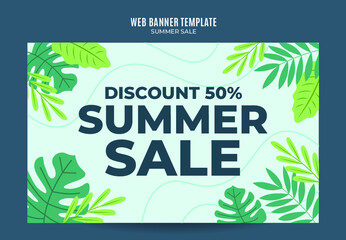 Happy Summer Sale Web Banner for Social Media Poster, banner, space area and background