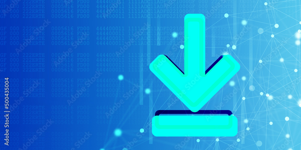 Poster 2d rendering downloading arrow icon