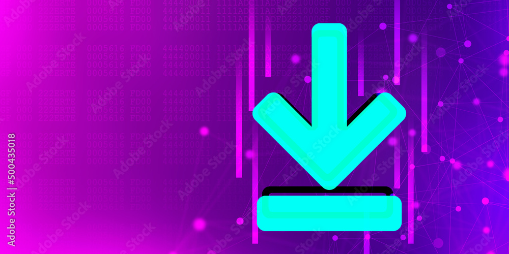 Poster 2d rendering downloading arrow icon