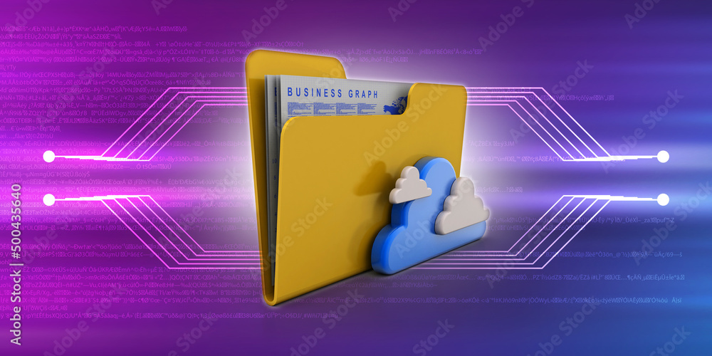 Aufkleber 3d rendering cloud folder network