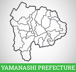 Simple outline map of Yamanashi Prefecture, Japan. Vector graphic illustration.