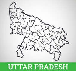Simple outline map of Uttar Pradesh, India. Vector graphic illustration.