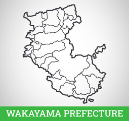 Simple outline map of Wakayama Prefecture, Japan. Vector graphic illustration.