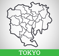 Metropolitan map are of Tokyo, Japan. Simple vector graphic illustration.