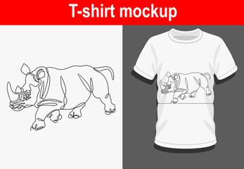Graphic t-shirt design,rhino ,vector illustration for t-shirt.Continuous line