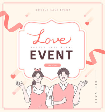 Happy Valentine’s Day Sale background, banner, poster or flyer design.
