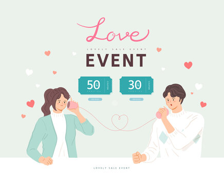 Happy Valentine’s Day Sale background, banner, poster or flyer design
