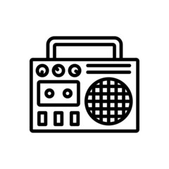 Vintage Cassette Recorder Icon. Vector sign in simple style isolated on white background.