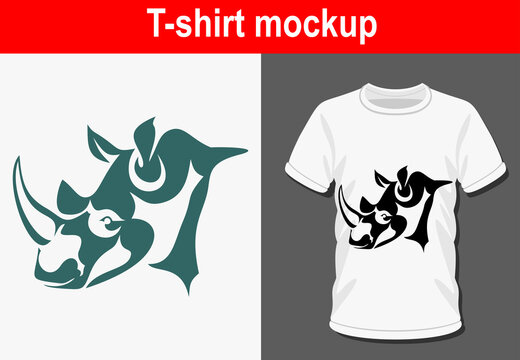 Graphic t-shirt design, rhinoceros head,vector illustration for t-shirt.