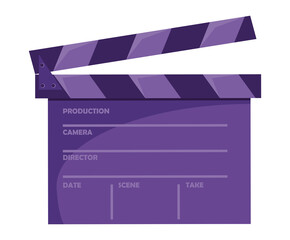 Fototapeta na wymiar purple cinema clapperboard