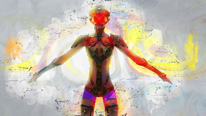 Obraz na płótnie Canvas Artistic 3D illustration of a science fiction scene
