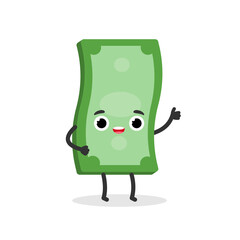 Happy money banknote shows like. Vector flat cartoon character illustration