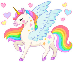 Cute unicorn with rainbow mane. Vector illustration isolated © Jufirell