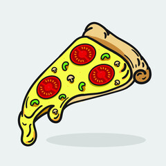 Pizza Tomato and Cheese Slices Illustration