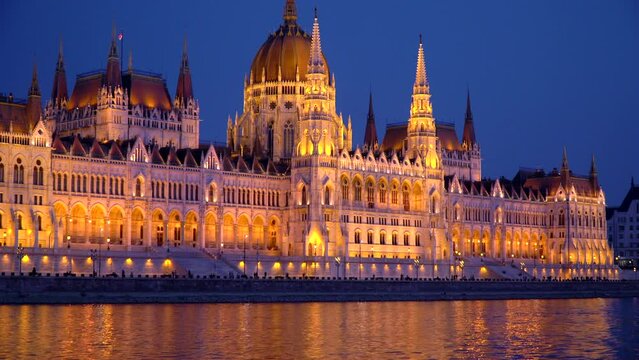 Budapest Parliament and the Danube at night