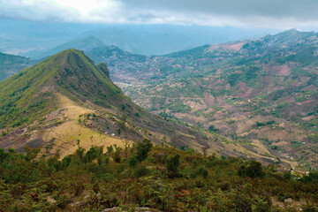 Fototapeta premium Scenic view of Katugh Peak in the Sekerr Range along Mount Mtelo trail in West Pokot, Kenya