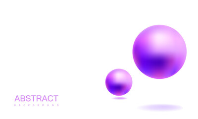 Floating pinkish purple 3d balls on white background vector.