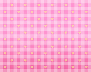 Seamless plaid pattern with pink gradient hearts