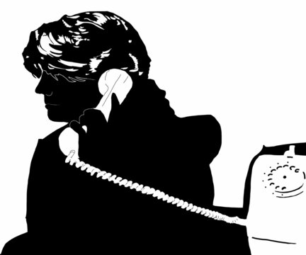 ragazza parla al telefono con filo