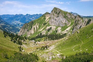 Switzerland - Vaud (Monreux) - View of the Swiss Alps from the Rochers de Naye, about 2000 above sea level - obrazy, fototapety, plakaty