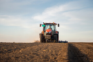 Tractor working in the field