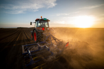 Tractor working in the field