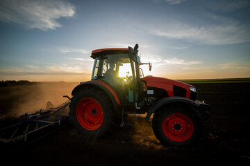 Tractor working in the field