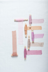 Pattern with handmade colored silk ribbons