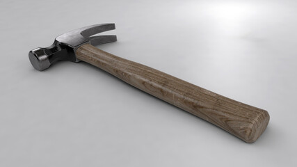 3d illustration. A beautiful view of hammer toll on a gray gradient background.